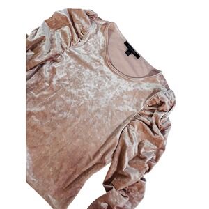 Marc New York Mauve Crushed Velvet Ruched Puff Sleeve Top Blouse M Coquette Girl